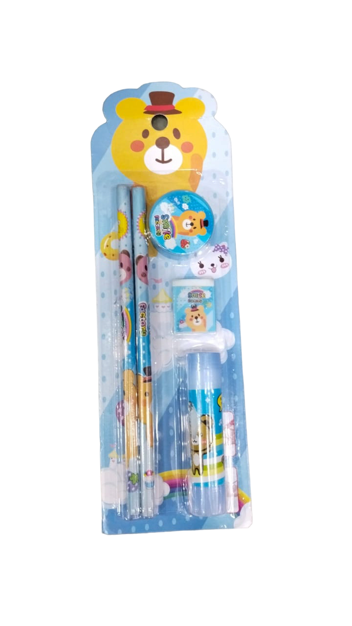 Kids budget return gift stationery set with glue stick ( set of 6)