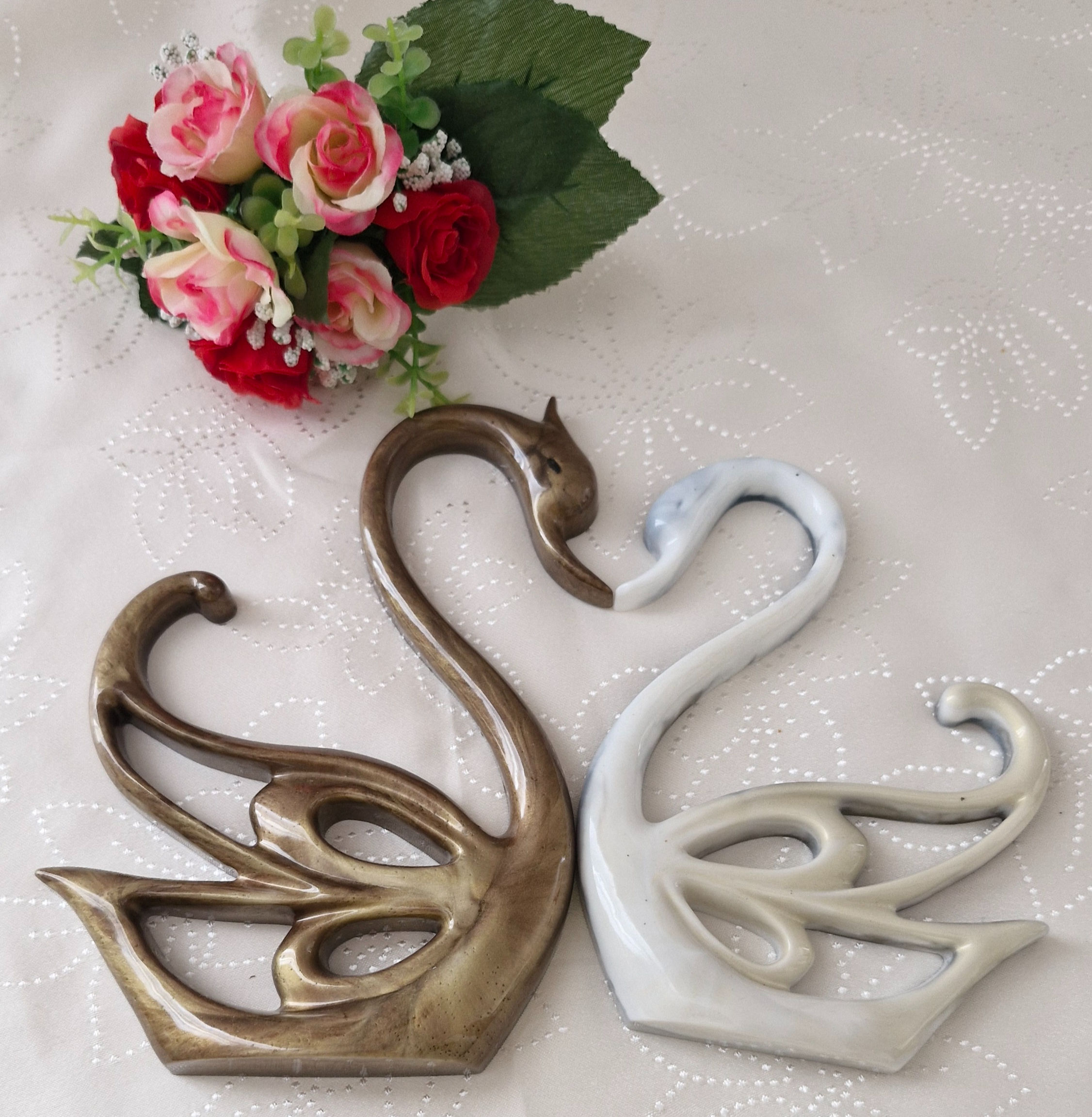 Duo de cygnes décoratifs