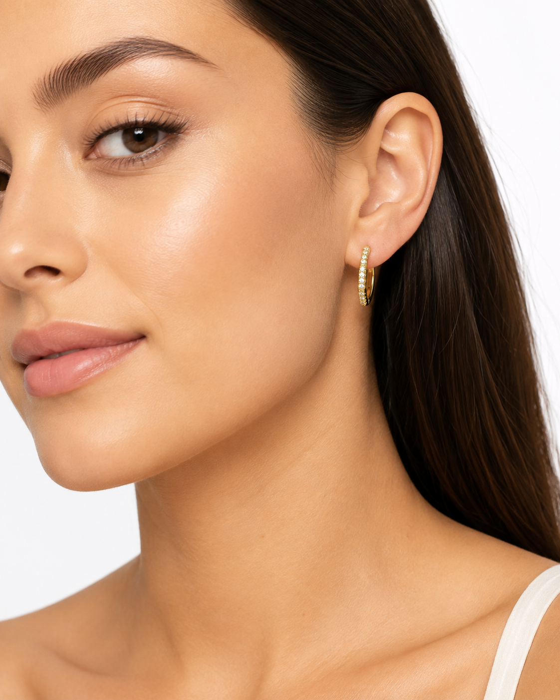 Sparkling Zircon Stainless Steel Hoop Earrings