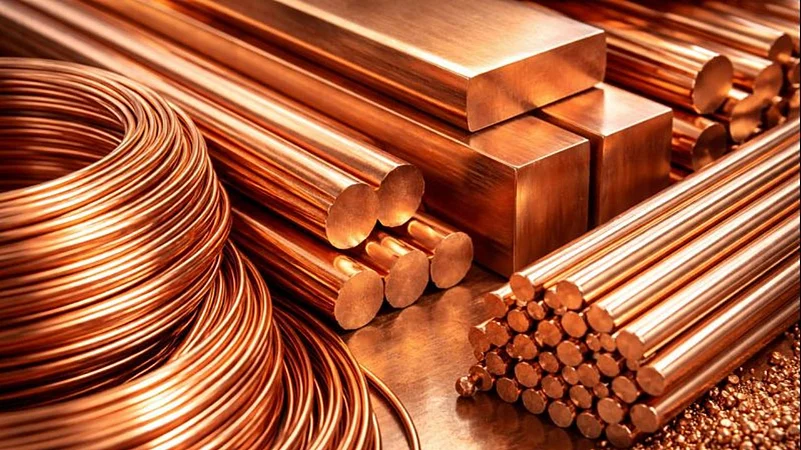 Copper pipes and wire spool