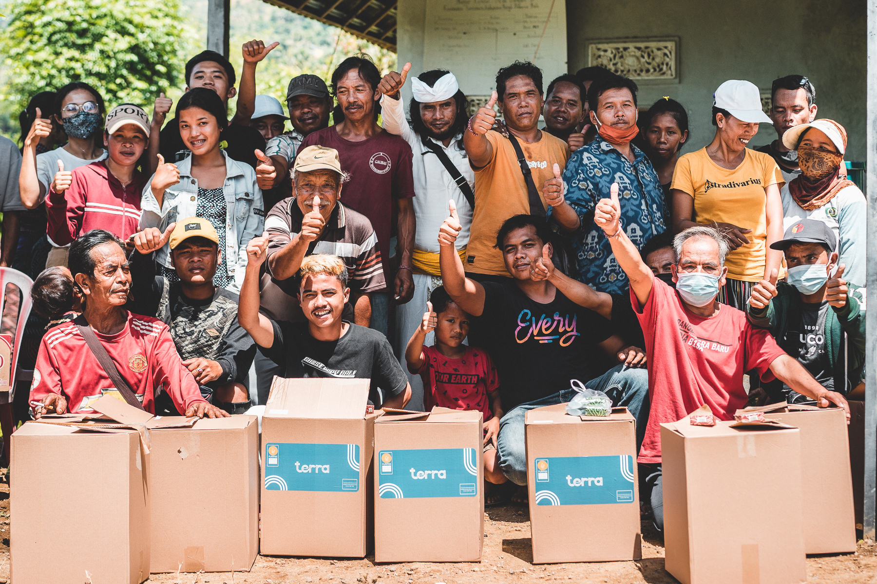 Families in rural East Bali receiving Terra Water Filters as part of our social program in partnership with East Bali Poverty Project.