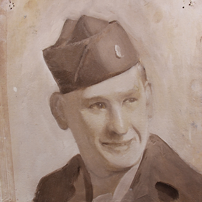 Franklin Ratliff, minor event with smile in uniform, 2018, oil on paper, 8"x8"