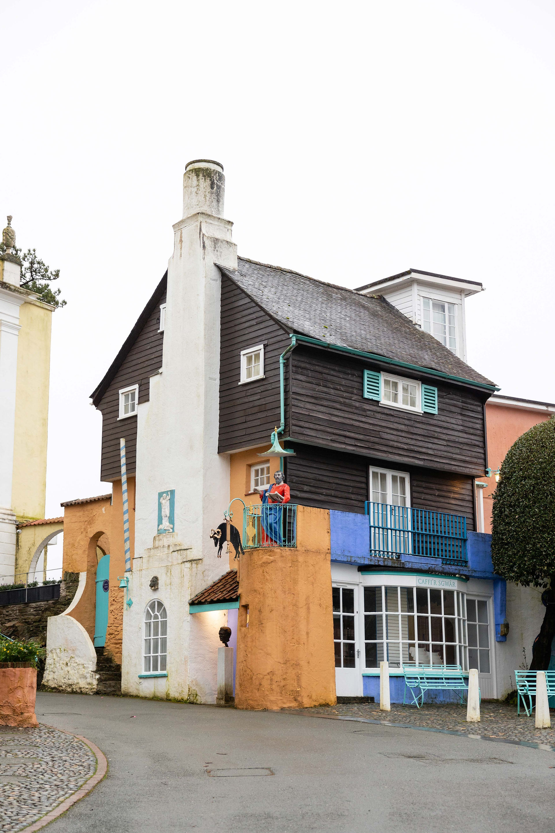 Portmeirion colourful building at wedding venue in North Wales