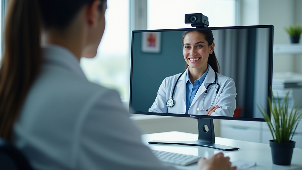 Eye-level view of a modern telemedicine consultation