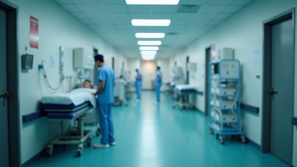 Eye-level view of a hospital with technology integrated into its services