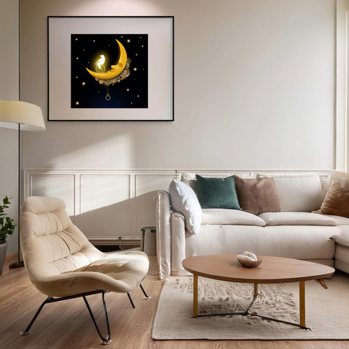 絵画。原画【A bear angel holds the moon】 絵画。原画【A bear angel holds the moon】 絵画。原画【A bear