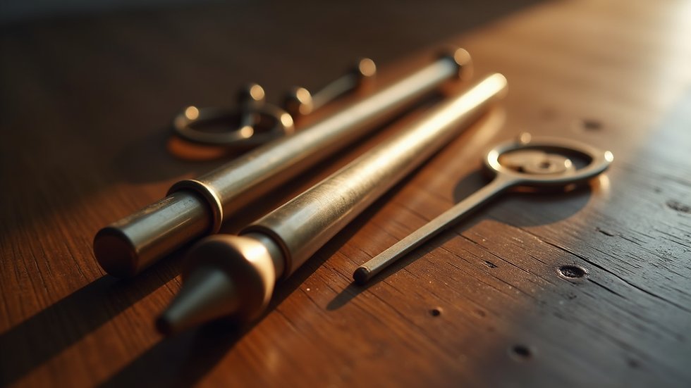 Close-up view of tuning forks used in sound therapy