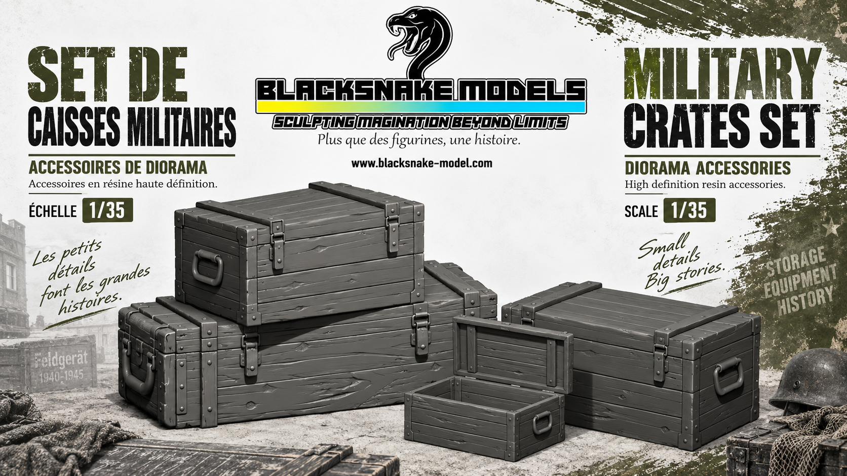 Caisses militaires – Lot de 4 – 1/35