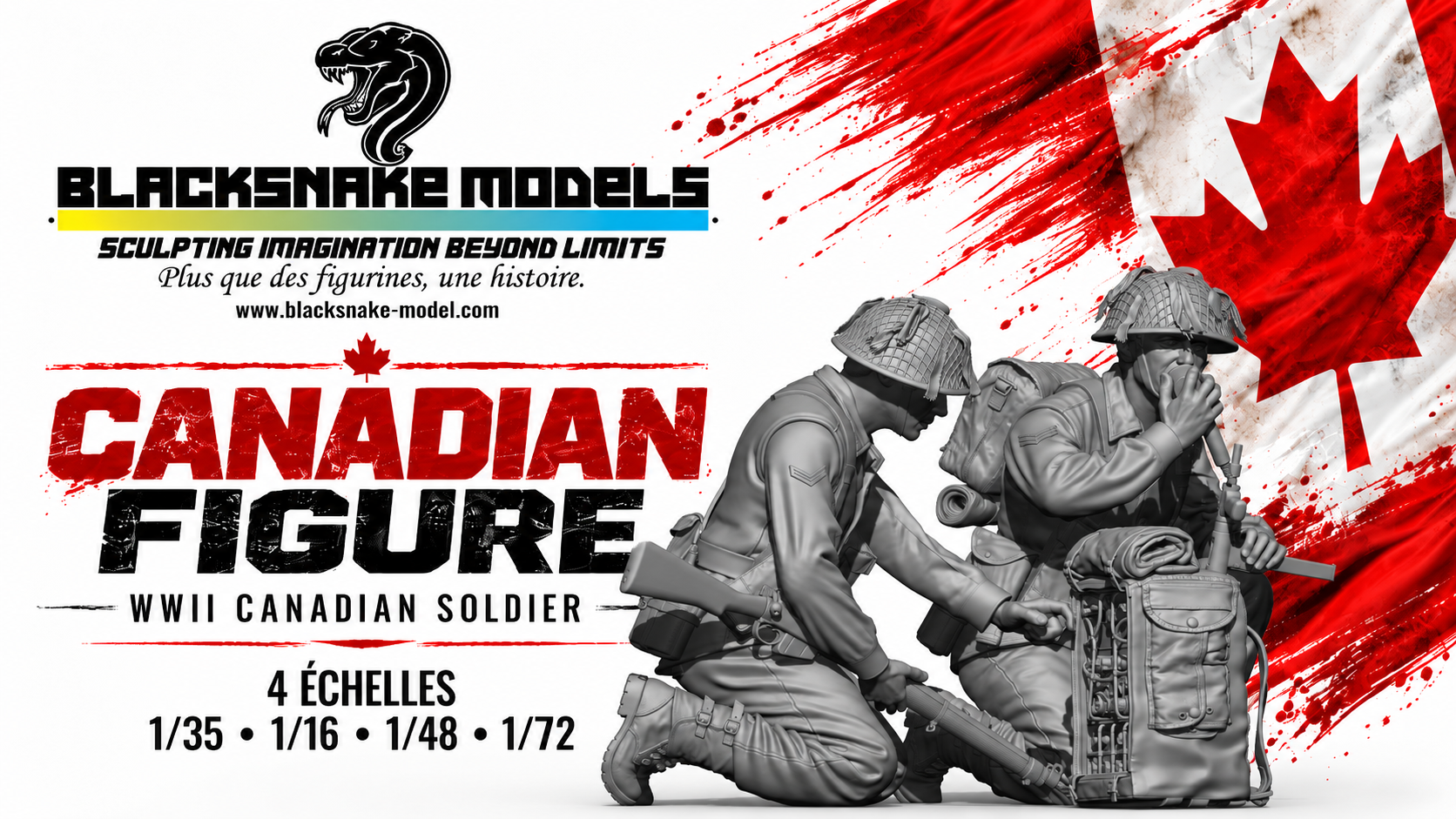Duo de soldats canadiens avec radio – Seconde Guerre mondiale
