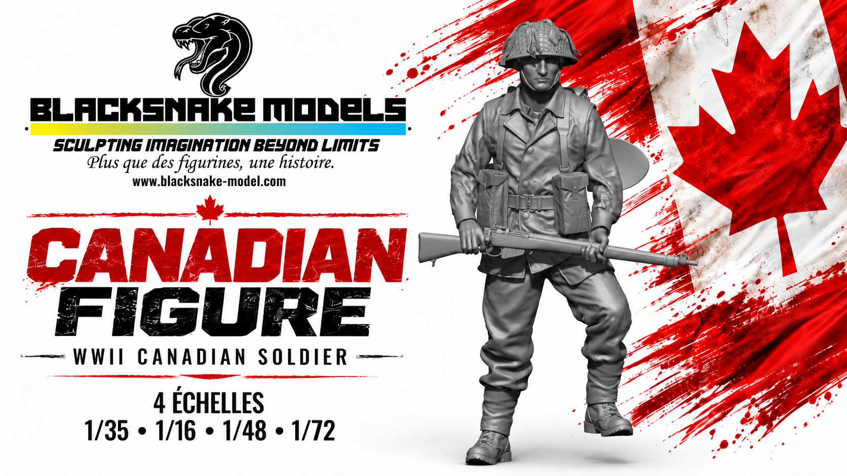 Soldat canadien en marche avec fusil – Seconde Guerre mondiale