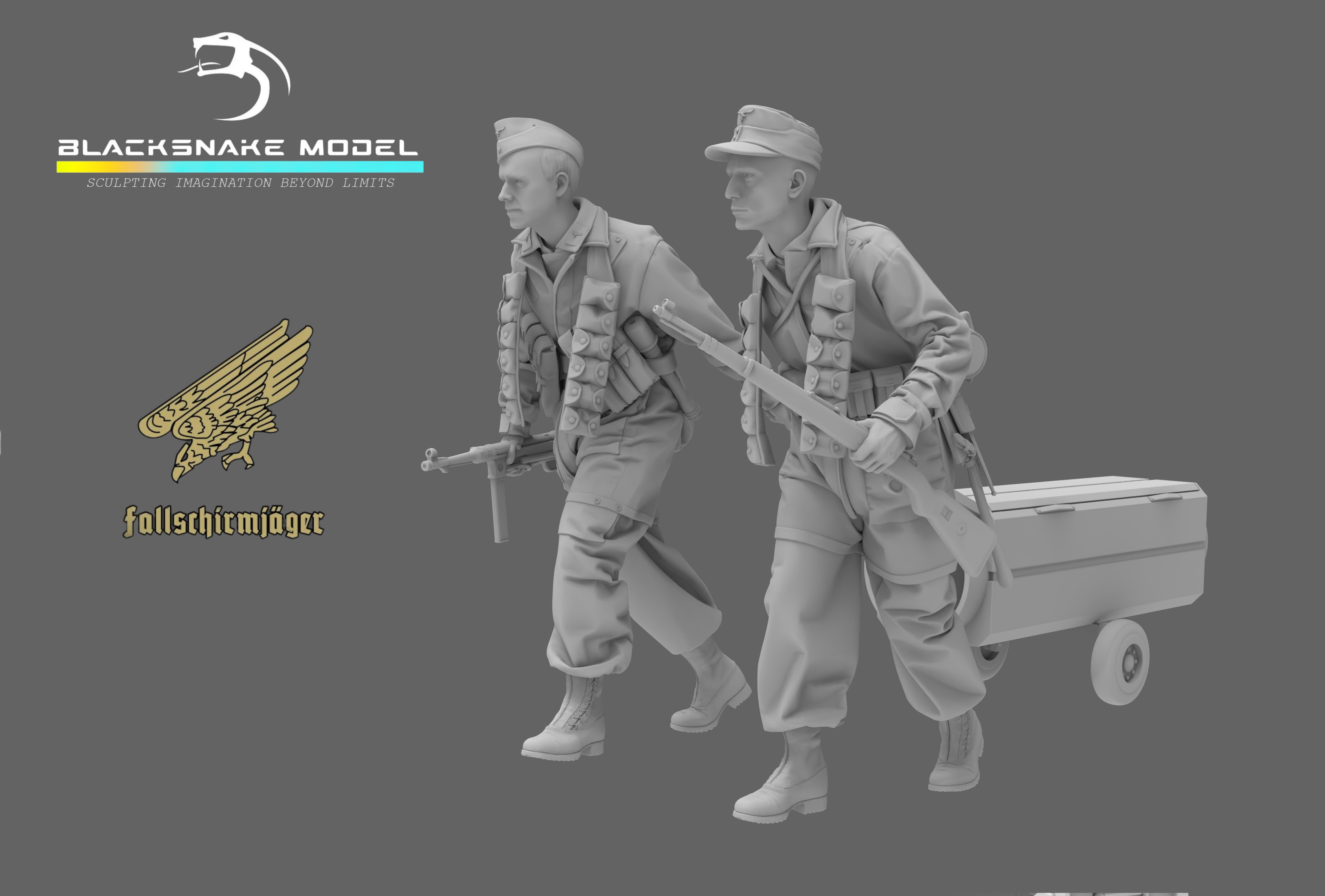 3 Fallschirmjäger and Drop Canister