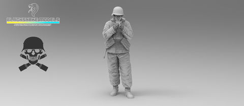 Fantassin « Totenkopf » en tenue d’hiver pause café (Front de l’Est, 1943-44)