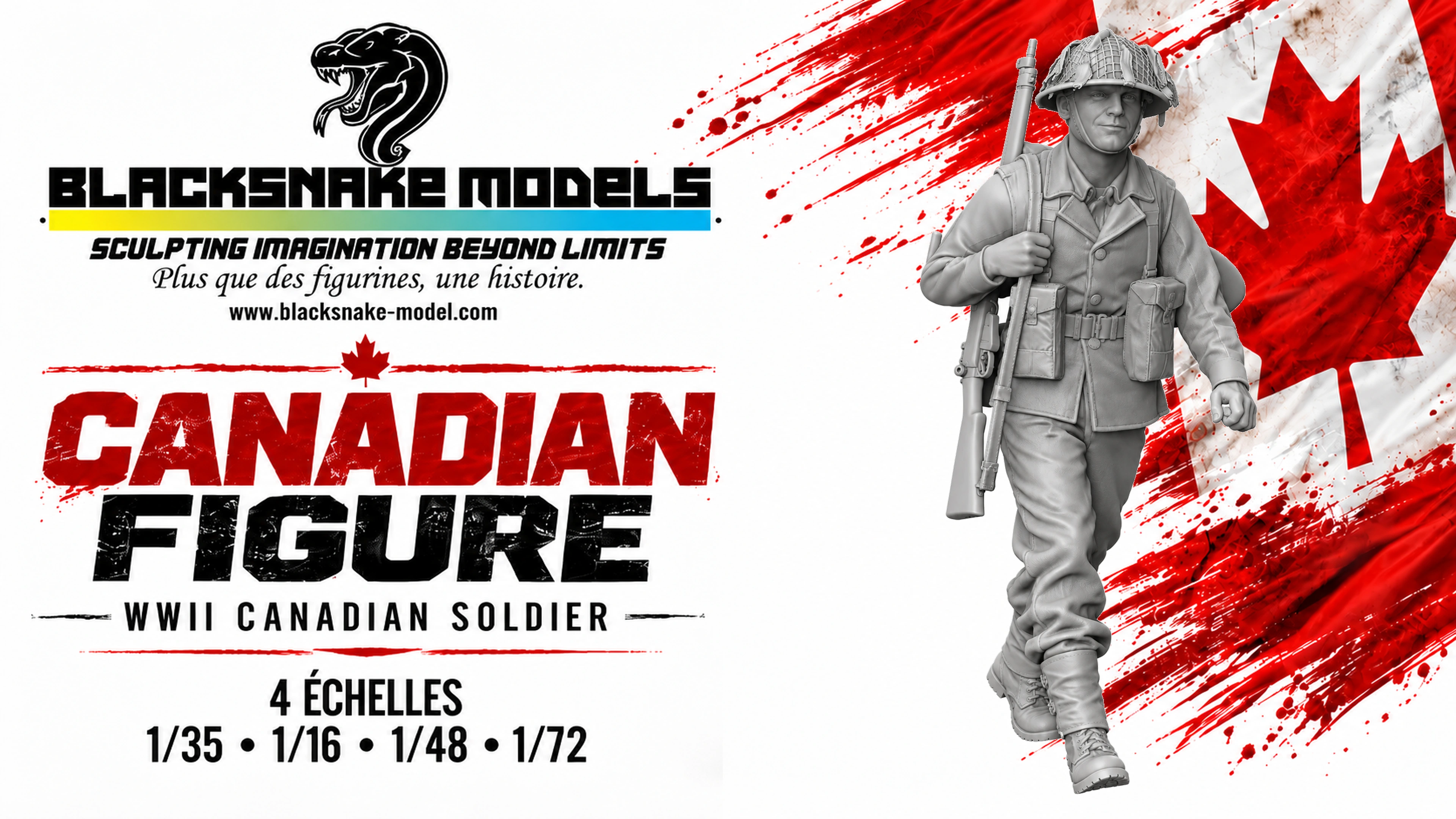 Soldat canadien en marche, fusil à l’épaule – Seconde Guerre mondiale