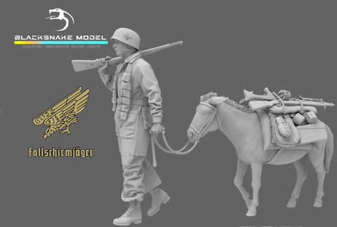 1 Fallschirmjäger conduisant un âne