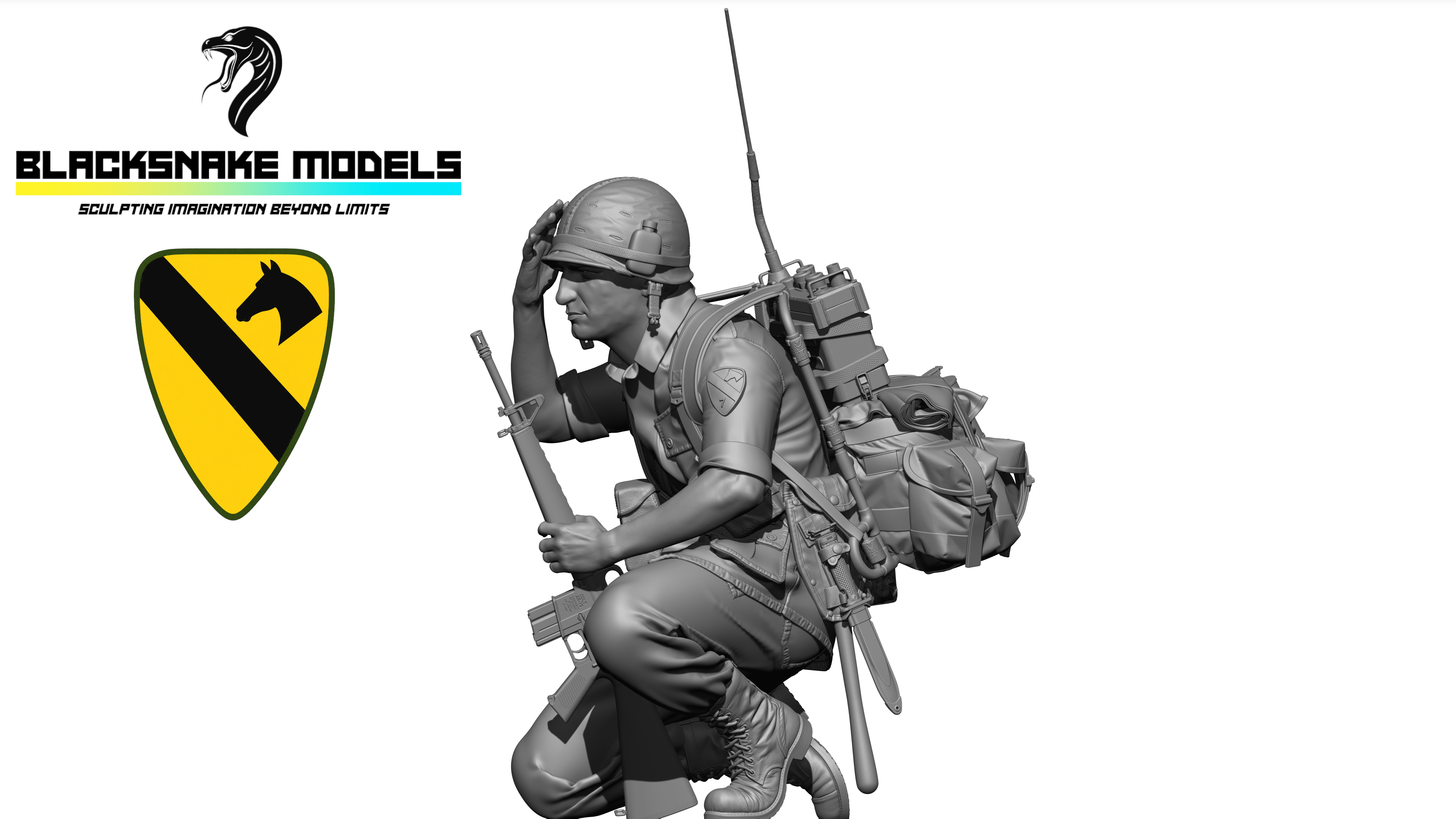 Opérateur radio à genou – 7TH Cavalry, Vietnam