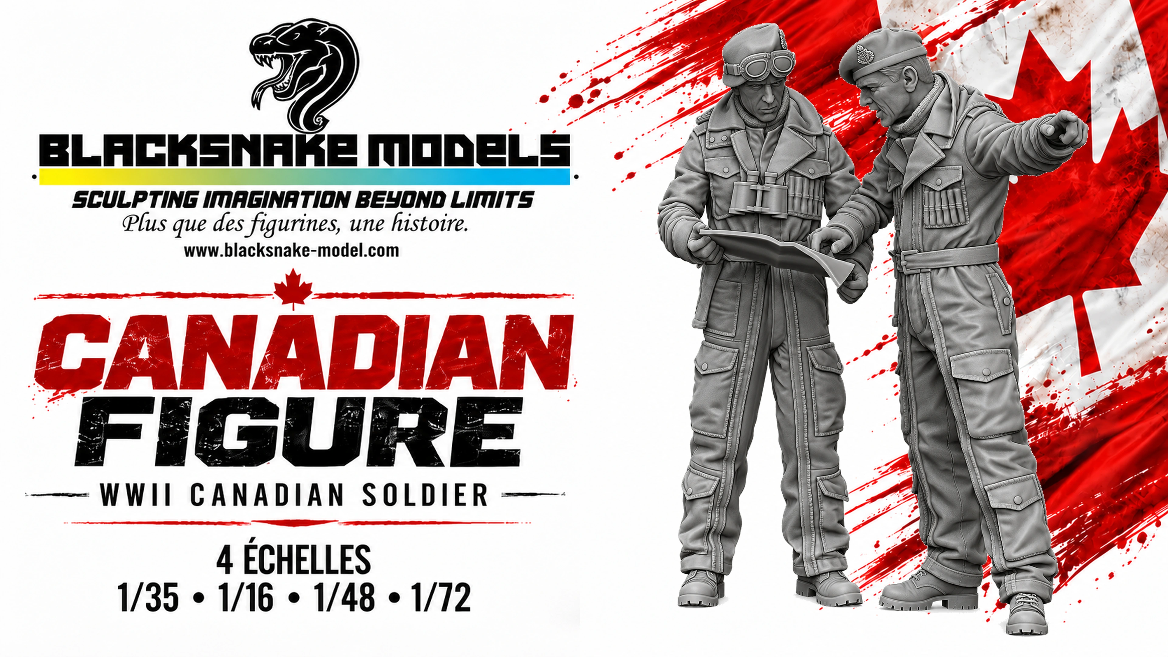Duo de tankistes canadiens avec carte – Seconde Guerre mondiale