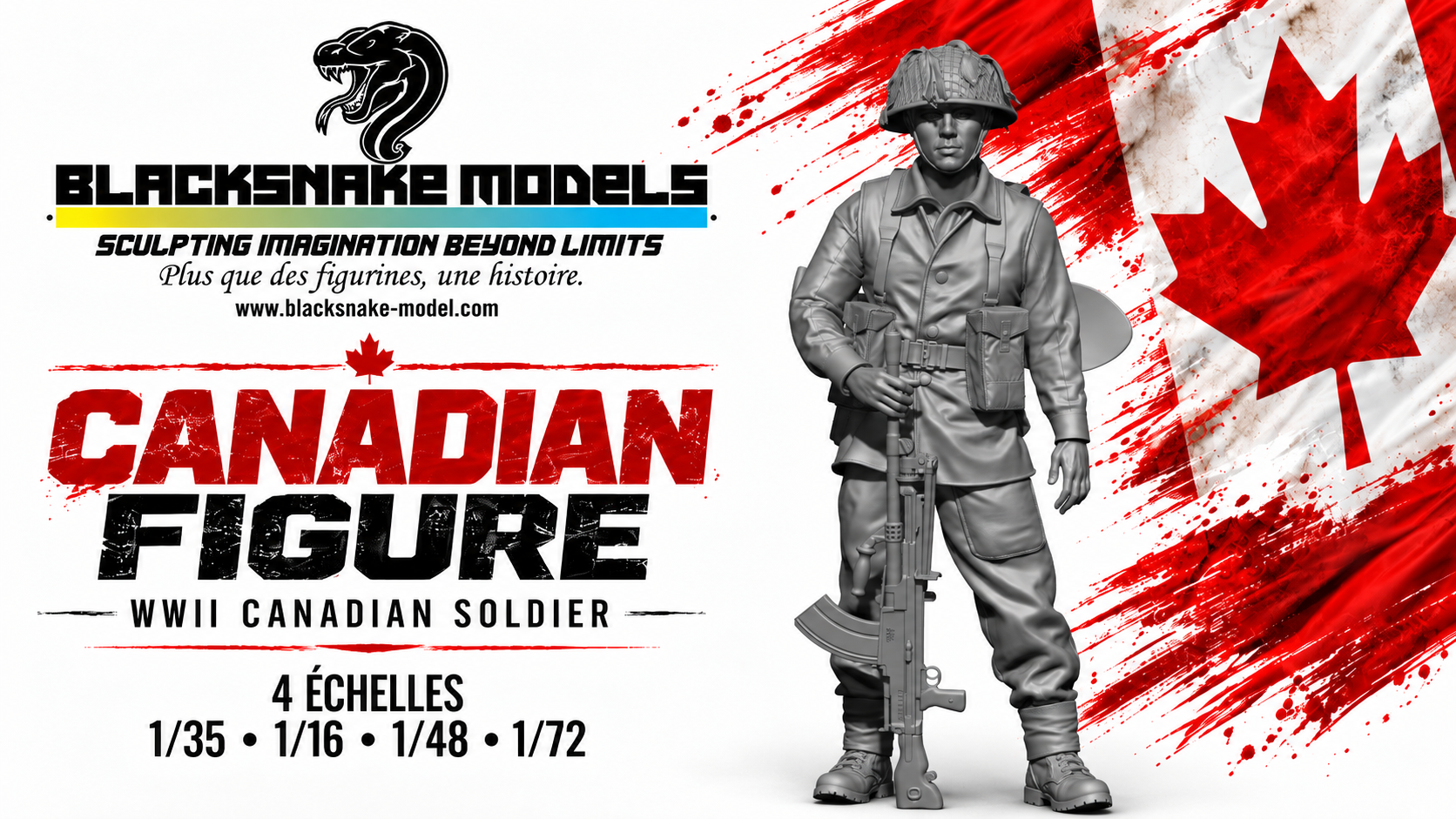 Soldat canadien avec fusil-mitrailleur – Seconde Guerre mondiale