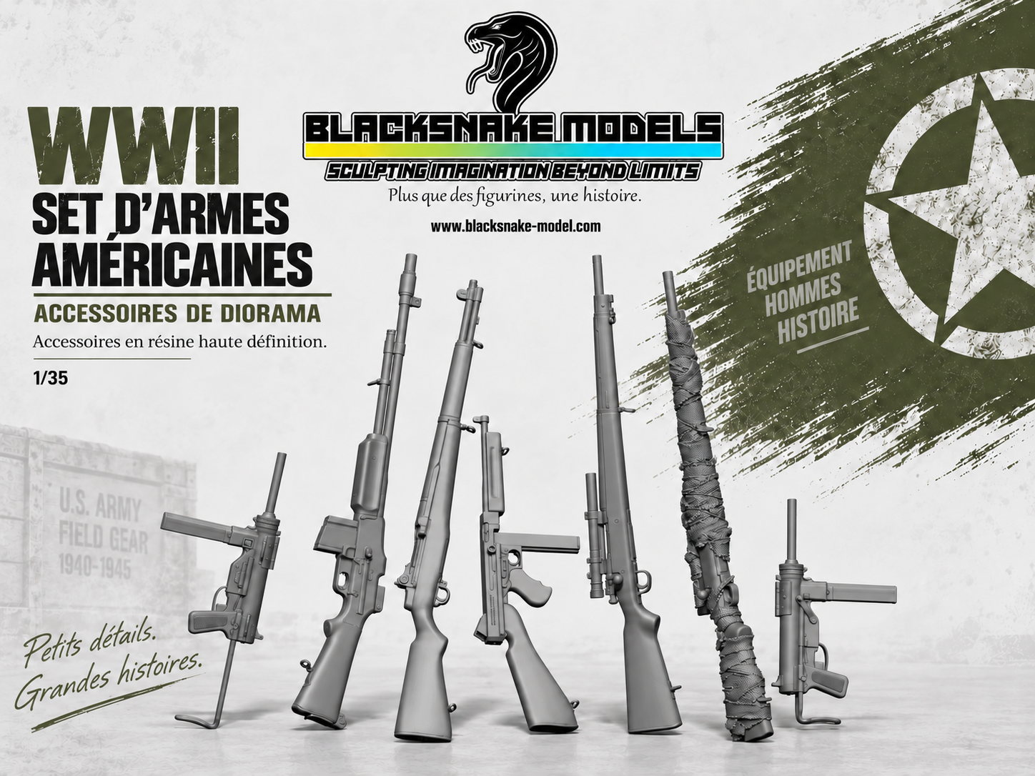 Set d’armes américaines WWII – 1/35