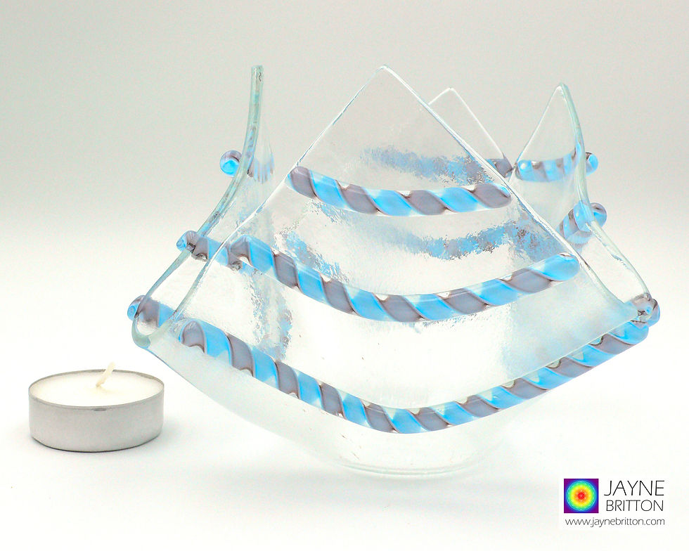 Thumbnail: Purple and blue garland candle vase, trinket dish, hankie vase, tea light holder