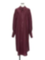 Thumbnail: Bat collar shirt dress Burgundy strips