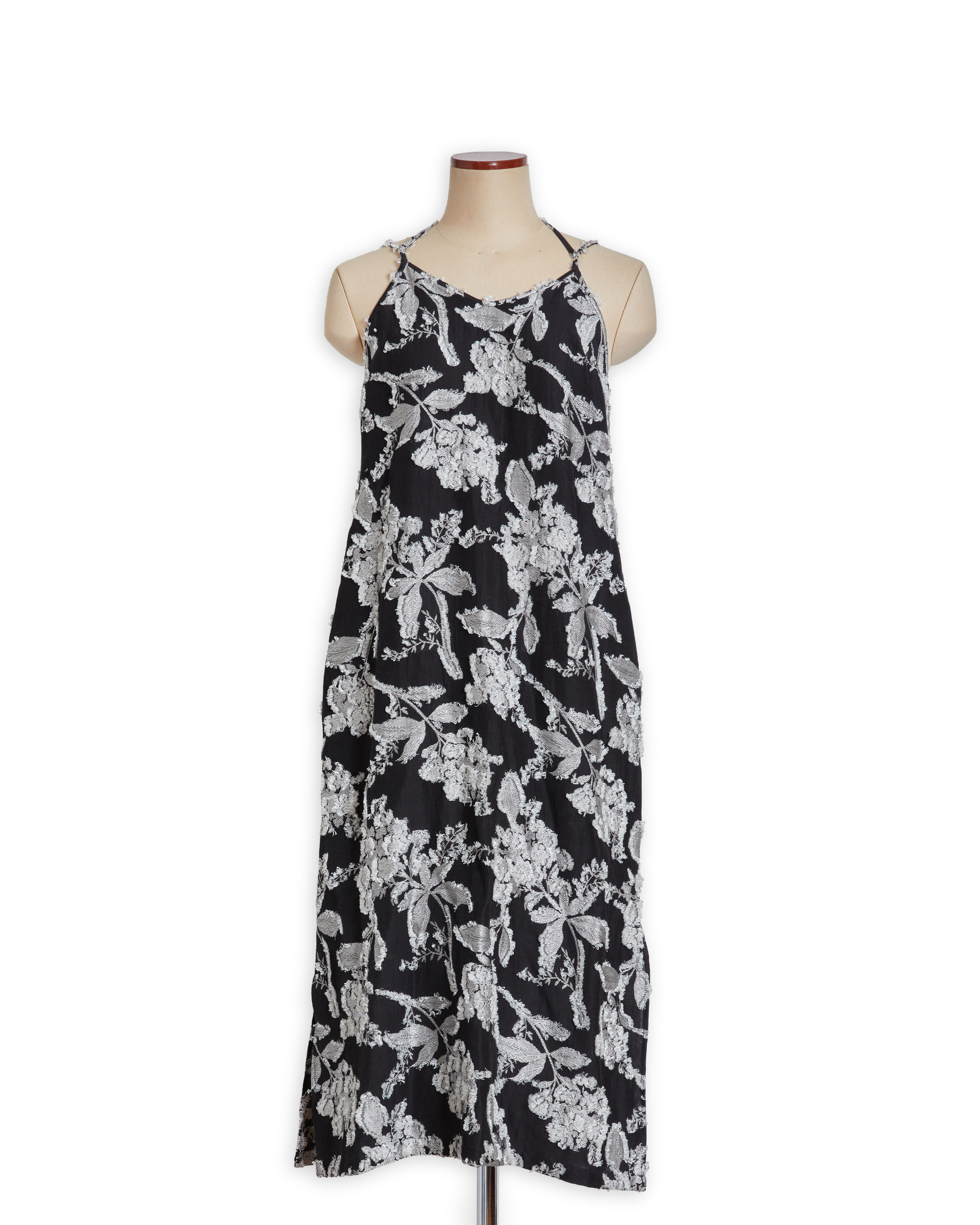 Flower jaquard dress black