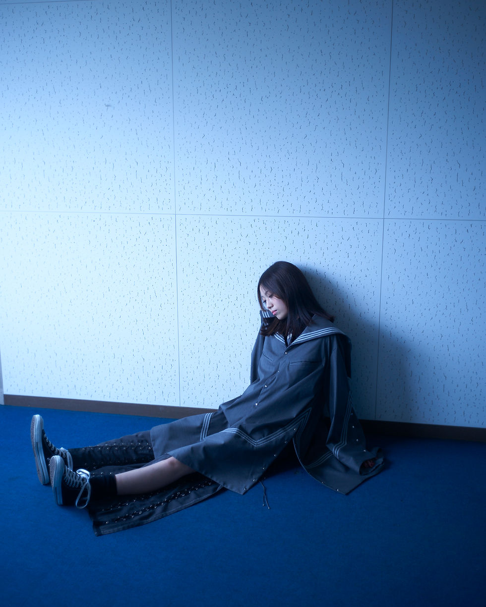 Thumbnail: Lace up long skirt Gray