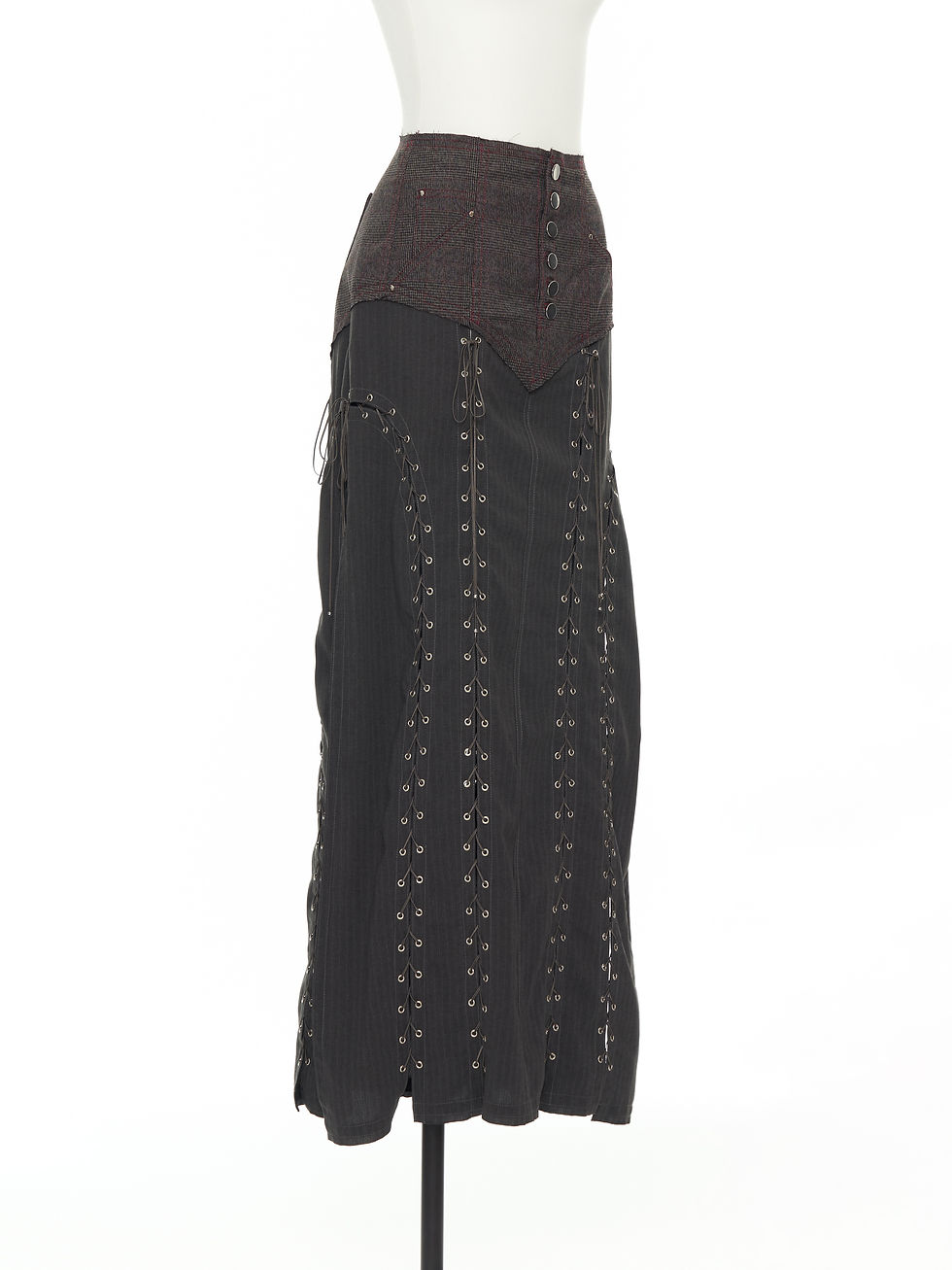 Thumbnail: Lace up long skirt Gray
