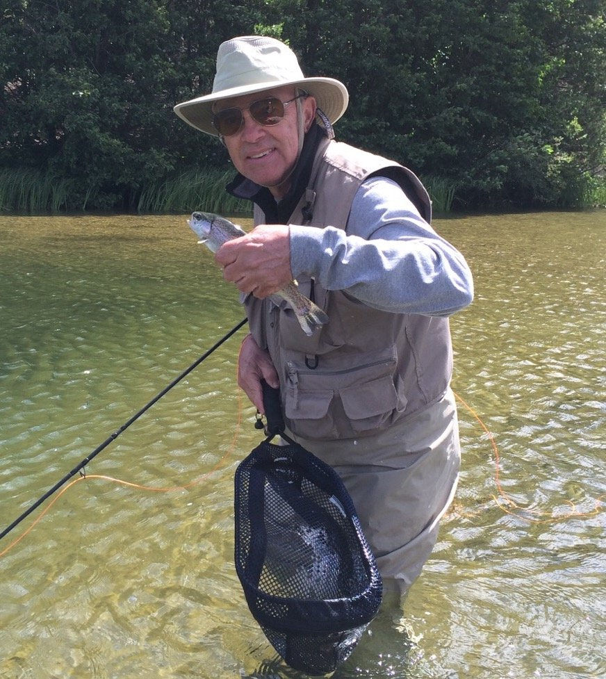Ray Smilor at a lake fly fishing