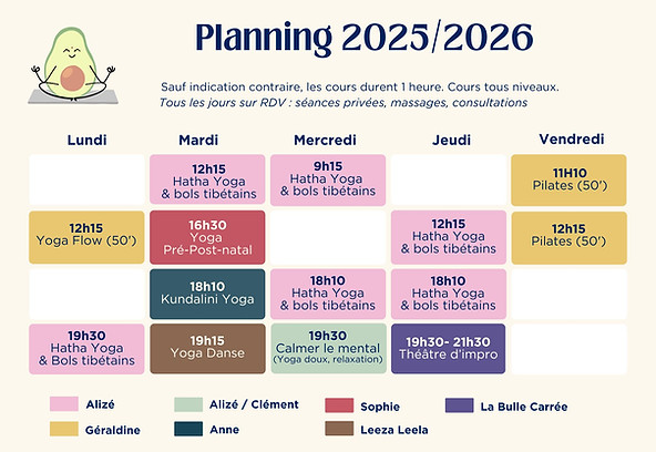 planning des cours à sweet om montauban