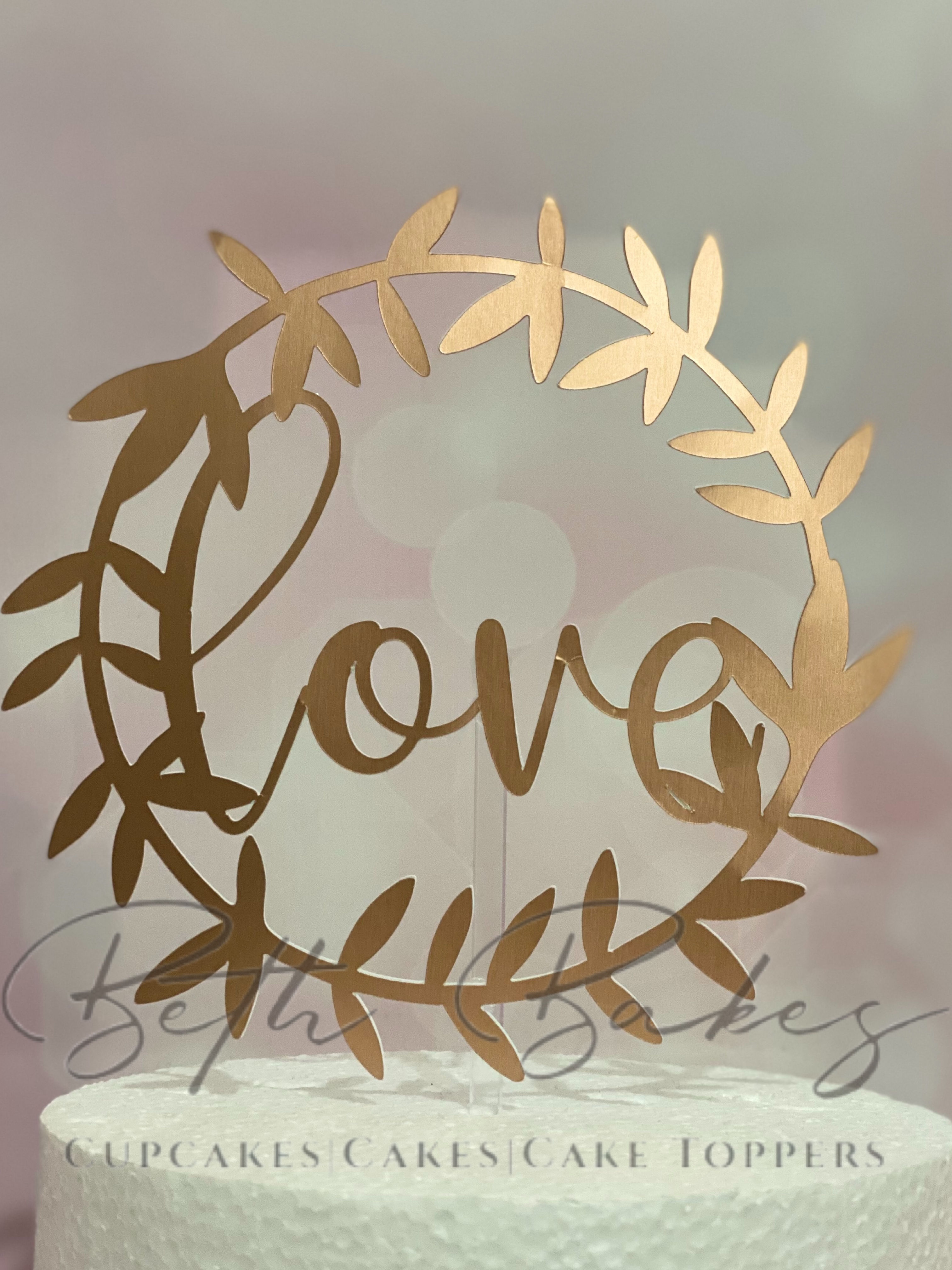 Love Leaf Frame Cake Topper Wedding Cake Topper