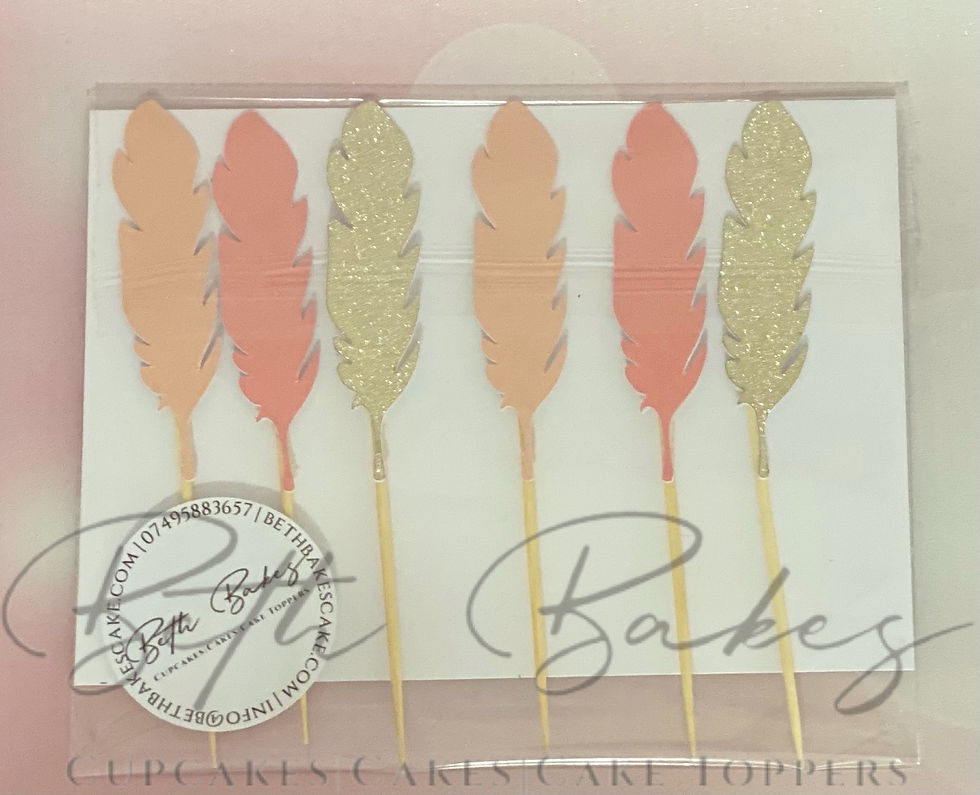 6 Feather Cupcake Toppers