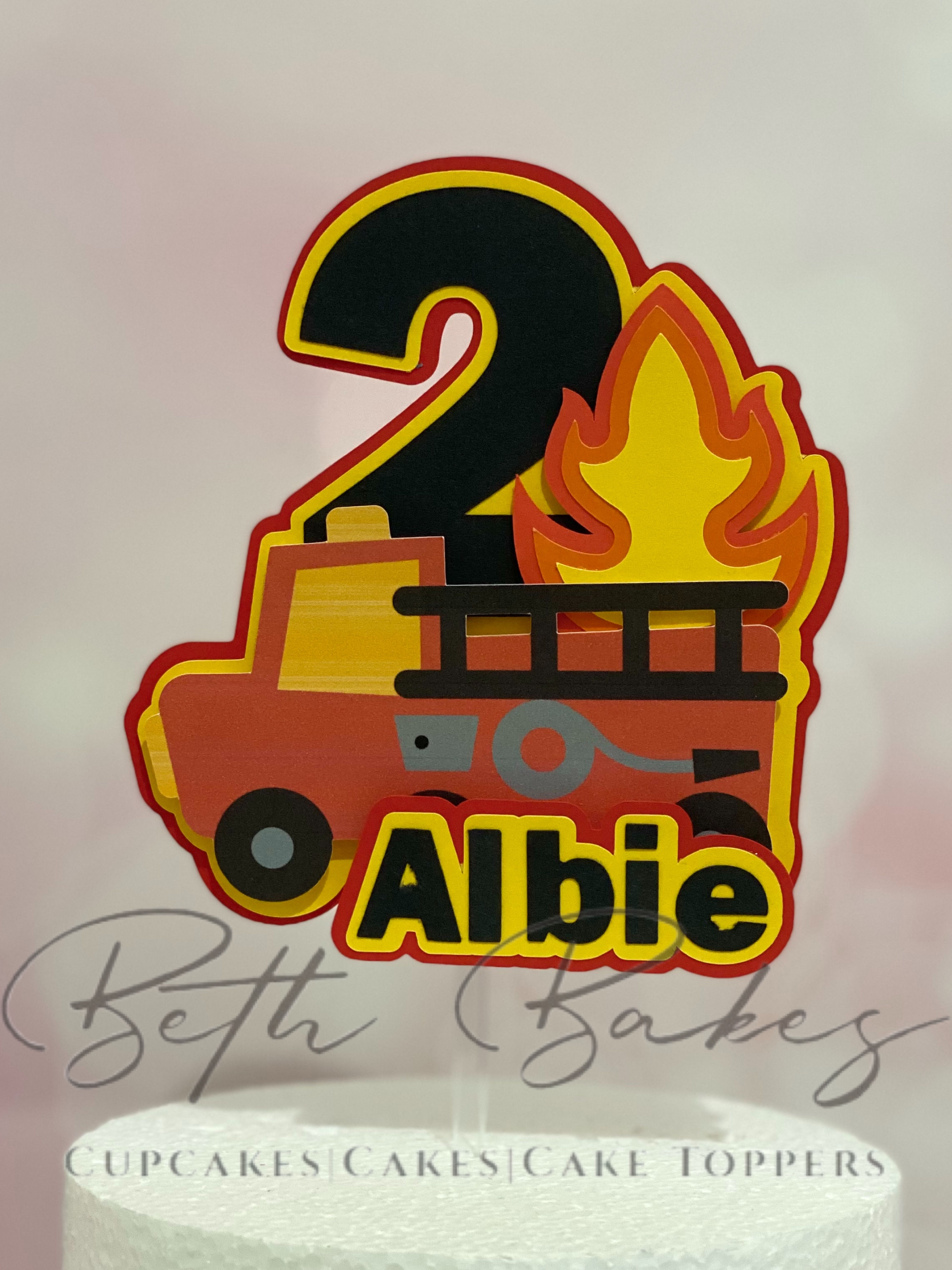Personalised 3D Fire Engine Cake Topper