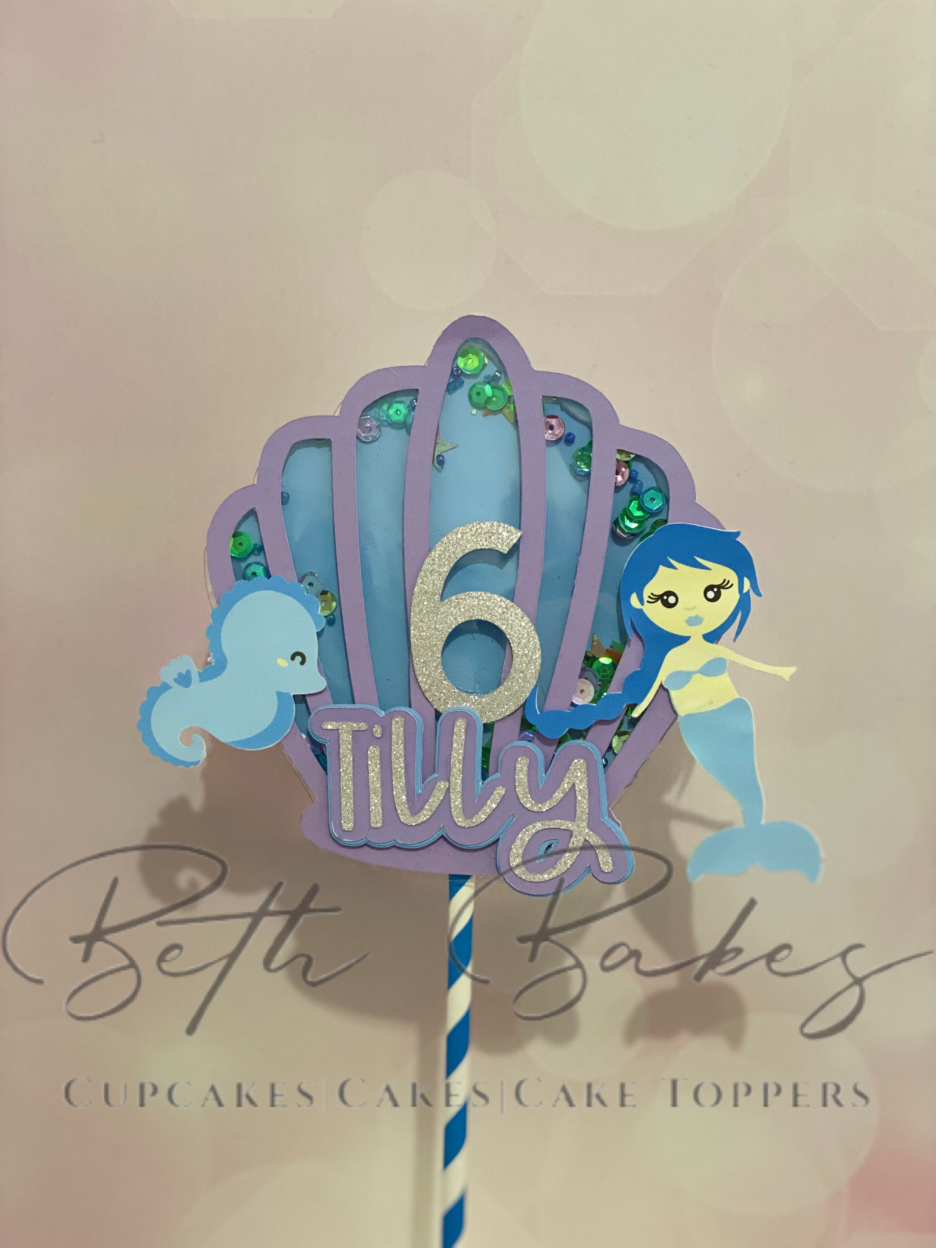 Personalised Mermaid Theme Shaker Cake topper