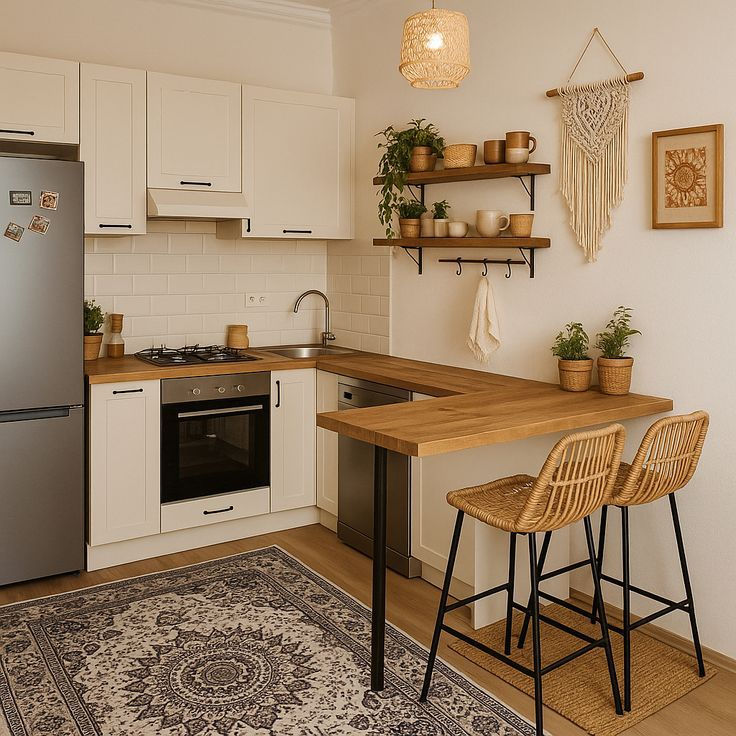 Konsep Dapur Minimalis Boho Warmth Corner