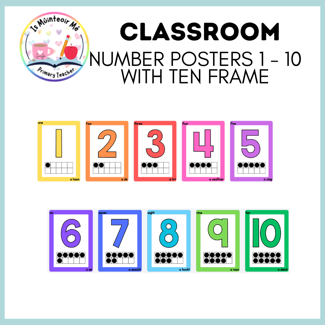 Numbers 1 - 10 with Ten Frame