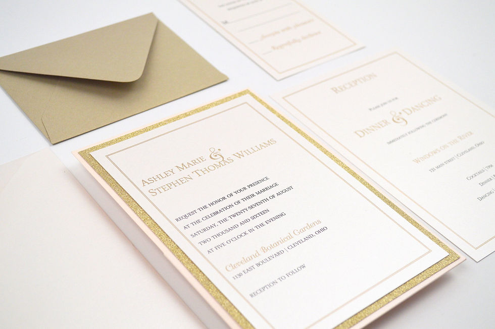 Thumbnail: SIMPLY ROMANTIC Panel Pocket Wedding Invitation, RSVP & Details Card (Sample)