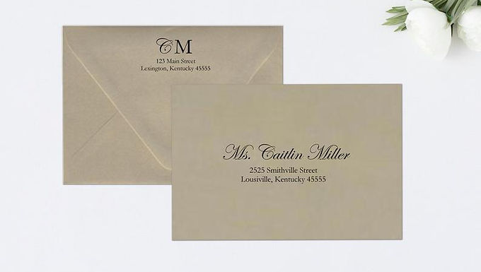 MODERN MONOGRAM Addressed Envelopes Style #108 (Set of 20)