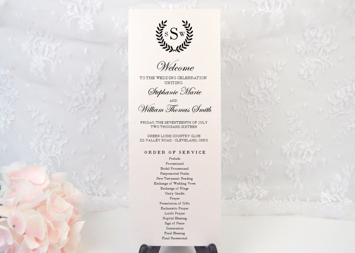 LAUREL WREATH Wedding Ceremony Programs (Set of 20)