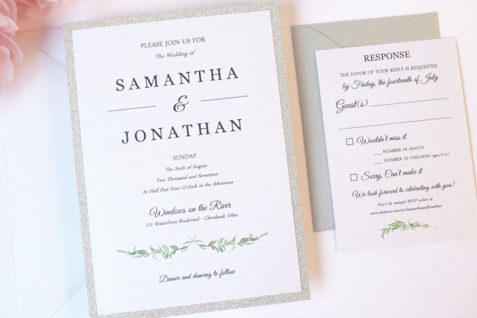 Thumbnail: LAUREL LEAVES Layered Wedding Invitation & RSVP Card (Sample)