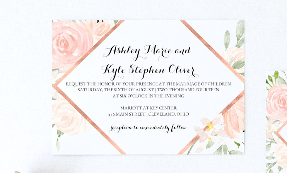 Thumbnail: ELEGANT FLORAL Wedding Invitation & RSVP Card w/ Envelopes (Set of 20)