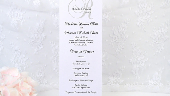 ELEGANT MONOGRAM Ceremony Wedding Programs (Set of 20)