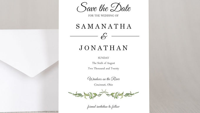 LAUREL LEAVES Wedding Invitation & RSVP Card w/ Envelopes (Set of 20)