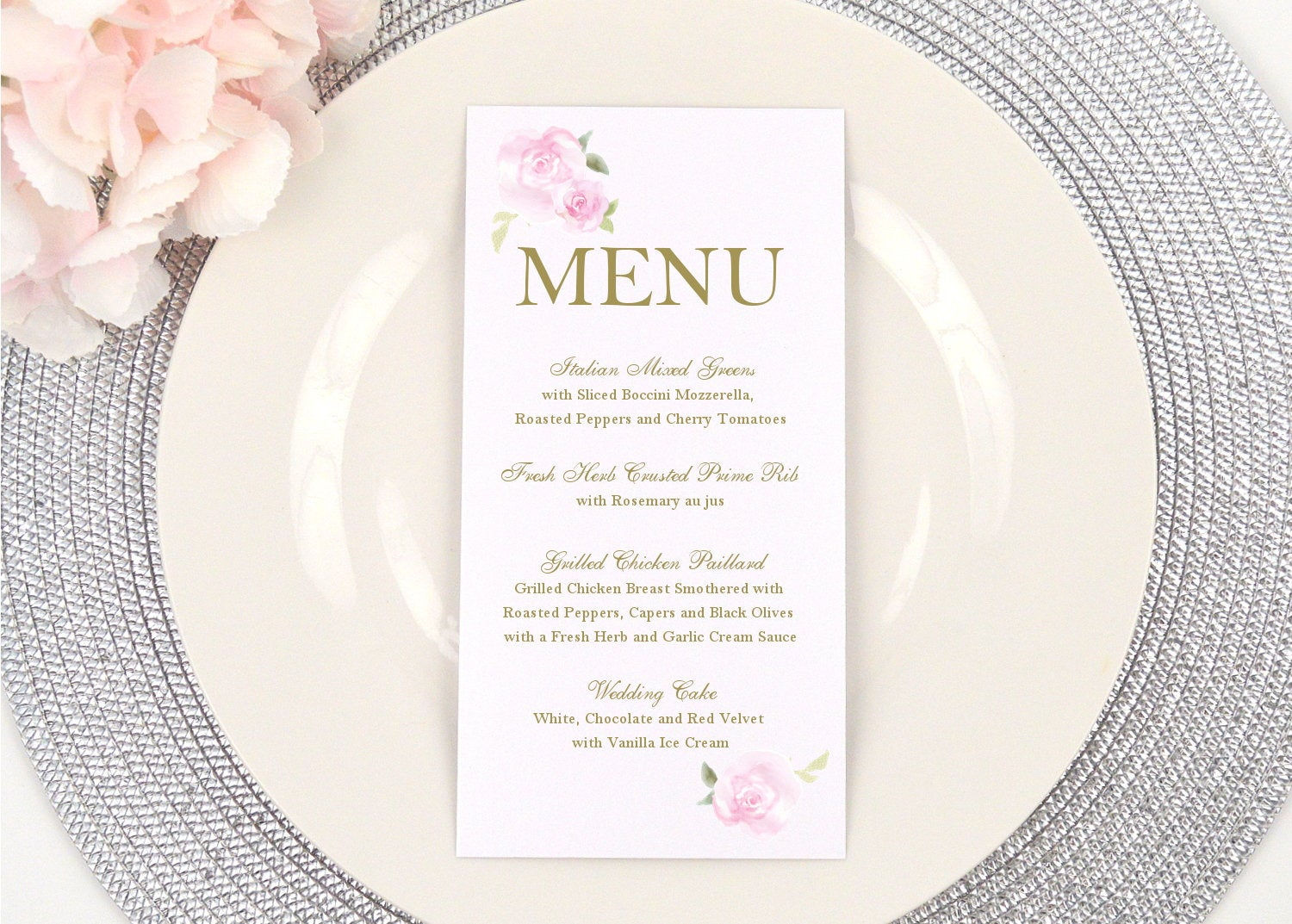 Pink Roses Menu