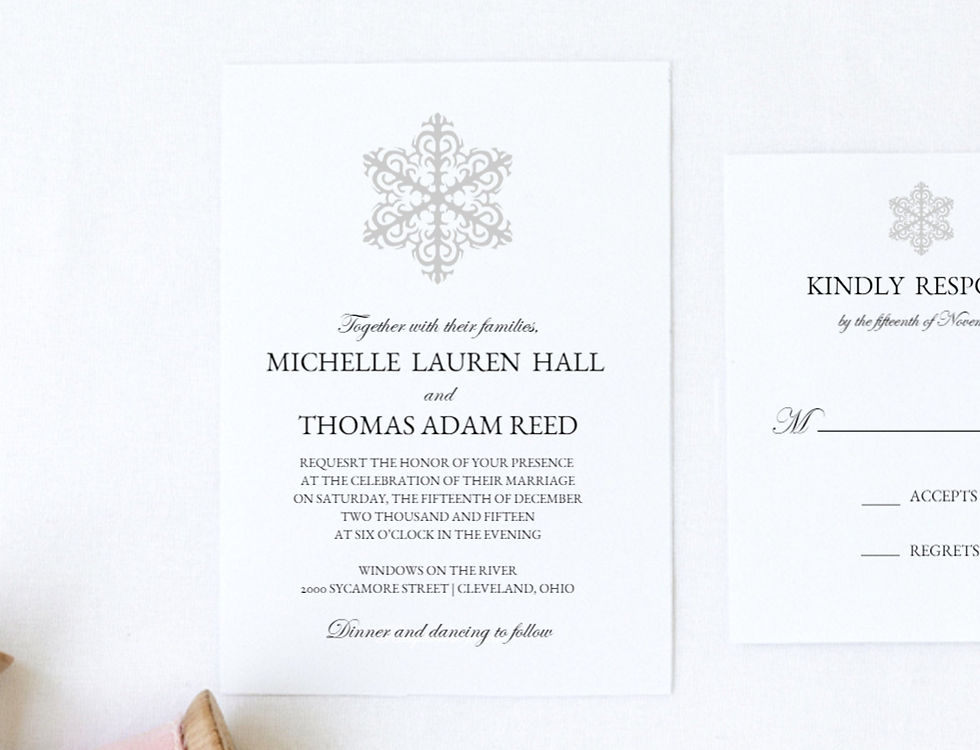 Thumbnail: WINTER WONDERLAND Wedding Invitation & RSVP Card w/ Envelopes (Set of 20)