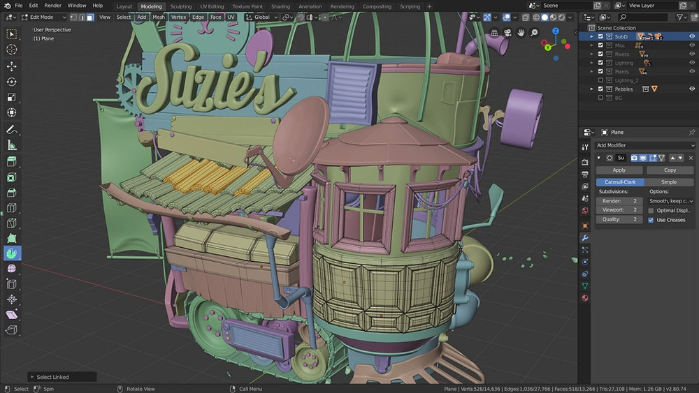 modelado 3D, blender, escultura digital, animación 3D, videojuegos