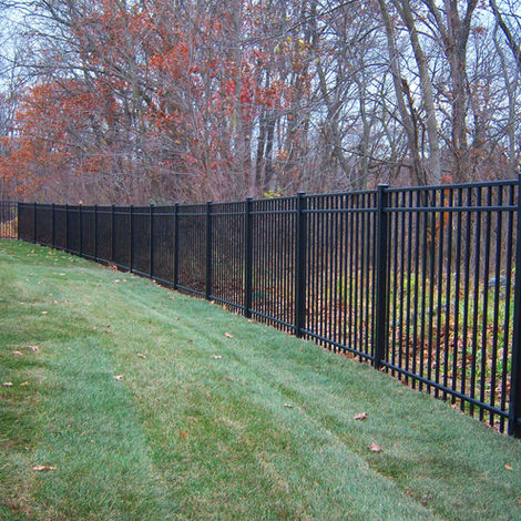 black fence, ornamental fence, aluminum fence, backyard fencing