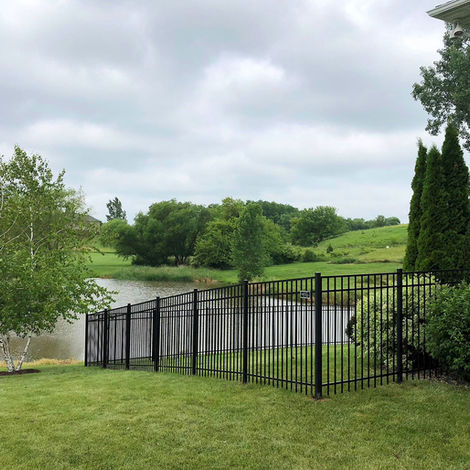 black fence, ornamental fence, aluminum fence, backyard fencing