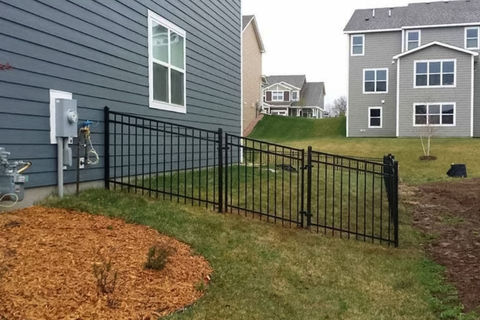 black fence, ornamental fence, aluminum fence, backyard fencing