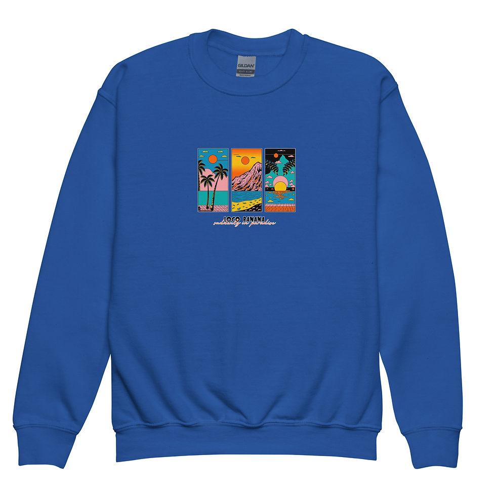 Miniaturbild: Blauer Sweatshirt mit Paradise Three Teenager Design