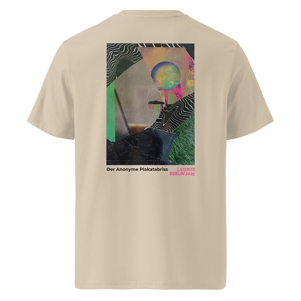 Thumbnail: Beige T-Shirt mit abstraktem Druck hinten